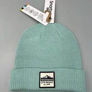 SmartWool SW Patch Beanie, Men's Winter Hat. Artic Green Merino Wool Blend Cap